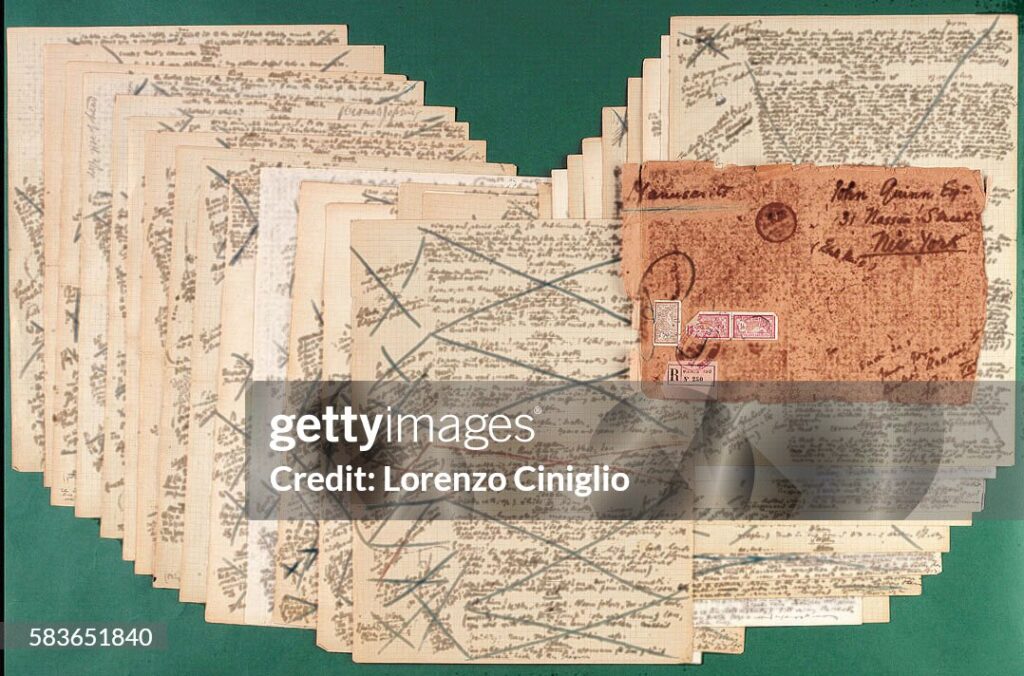 Christie's Auctions Part of Ulysse's Manuscript (Original Caption) A newly discovered, 27-page manuscript of the 'Circe' chapter of James Joyce's 'Ulysses' will be offered at auction at Christie's Fine Printed Books and Manuscripts sale in New York. (Photo by Lorenzo Ciniglio/Sygma via Getty Images)