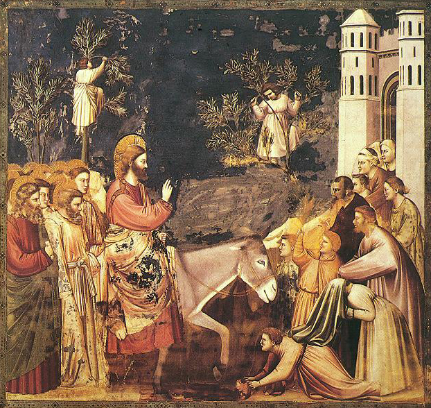 Giotto di Bondone. The Entry into Jerusalem. c. 1303–1305. Fresco, 200 x 185 cm. Scrovegni Chapel (Arena Chapel), Padua, Italy.